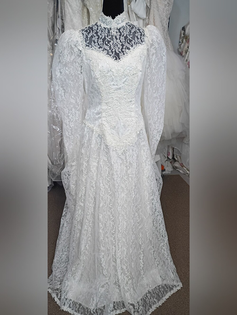 Vintage Ivory Lace Victorian Wedding Dress